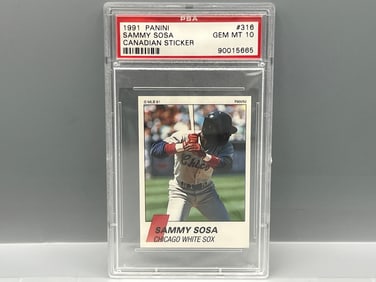 1991 Panini Sammy Sosa Canadian Sticker #316 PSA Gem Mint 10