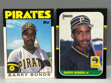 1986 Topps Traded Barry Bonds RC #11T & 1987 Donruss Barry Bonds RC #361