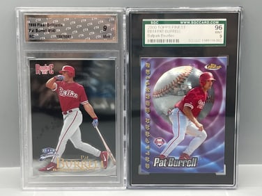 1999 Fleer Brilliants Pat Burrell RC Slabbed By CTA Grading & 2000 Topps Finest Pat Burrell Ballpark