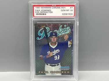 1997 Bowman Chrome ROY Paul Konerko Refractor #7 PSA Gem Mint 10