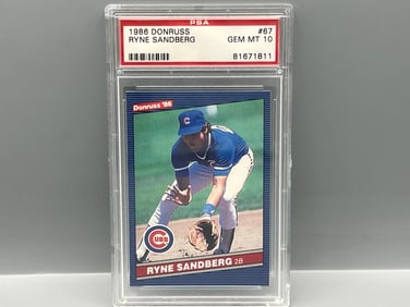 1986 Donruss Ryne Sandberg #67 PSA Gem Mint 10