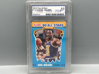 1990 Fleer Karl Malone All Star #7 - Slabbed By USA Grading