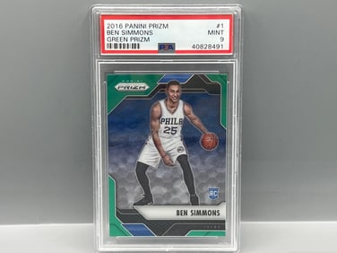 2016 Panini Prizm Ben Simmons Green Prizm RC #1 PSA Mint 9