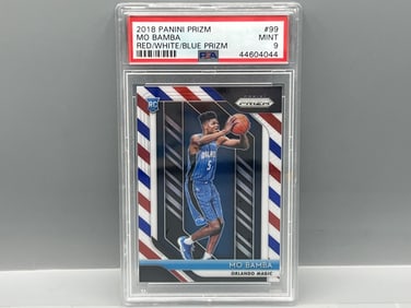 2018 Panini Prizm Mo Bamba Red/White/Blue Prizm RC #99 PSA Mint 9