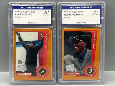1999-00 Topps Tipoff Steve Francis RC #118 & Shawn Marion RC #120 - Both Slabbed By The Final