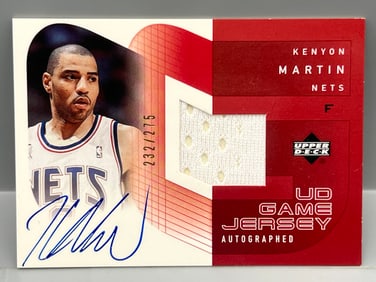 2002 Upper Deck Kenyon Martin On Card Game Used Relic Auto #/275