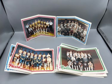 Lot of (12) 1980 Topps Basketball Team Posters Including Lakers & Celtics - Larry Bird & Magic