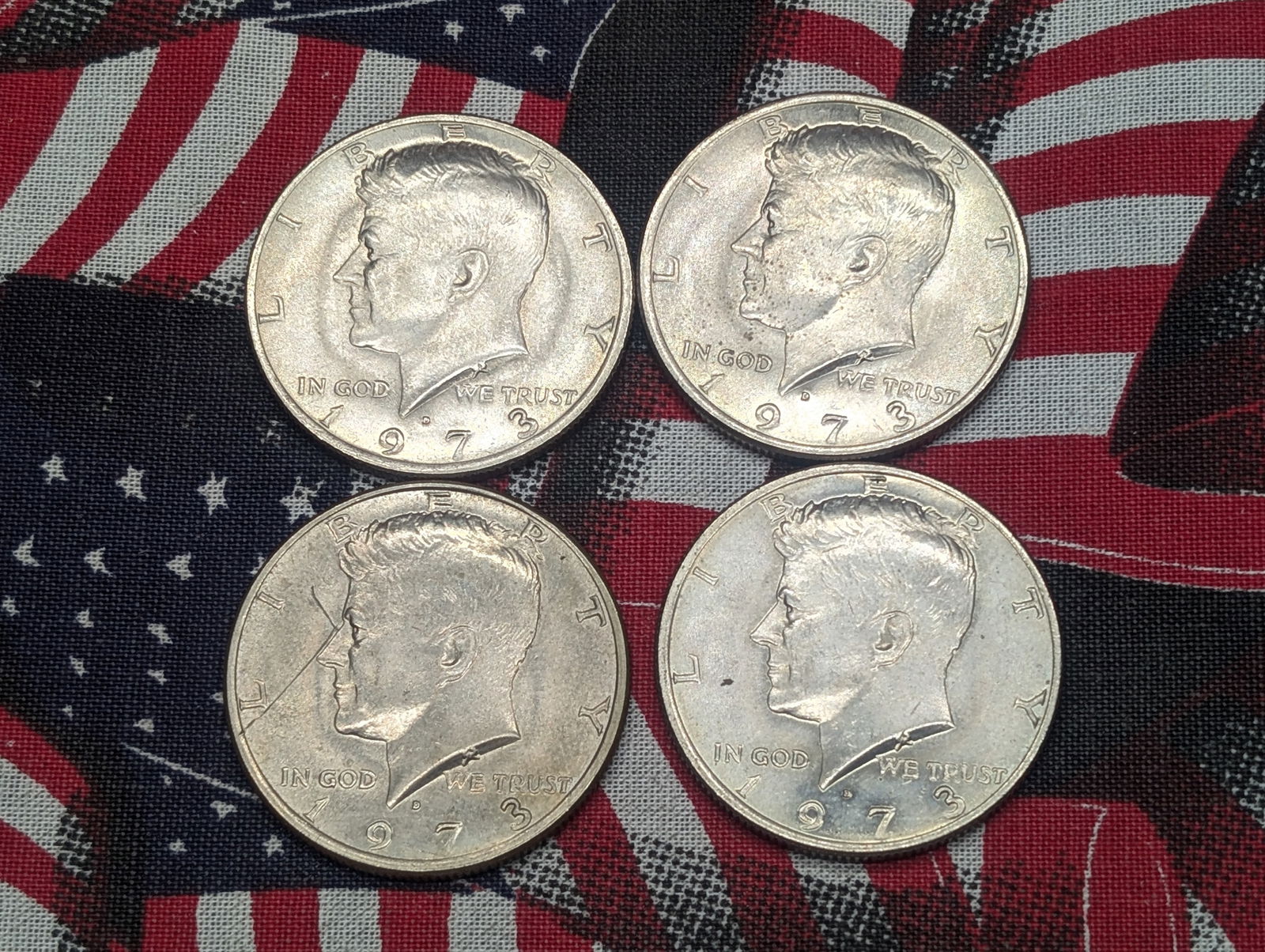 Lot of (4) 1973-D Kennedy Half Dollars (1 of 2)