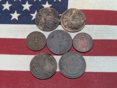 (7) Italy 5 Centesimi.(1)1859 , (3)1861-M, (1)1862-N, (2) 1938