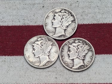 (3) Mercury Dimes 1935-S, 1936-P, 1938-D
