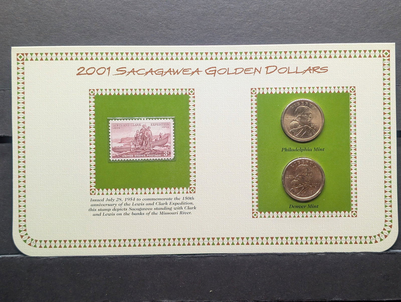 2001 P & D Uncirculated Sacagawea Dollars with Information Card: 2001 P & D Uncirculated Sacagawea Dollars with Information Card