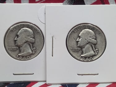 1940 P & S Washington Quarters, 90% Silver