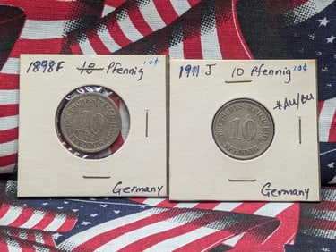 (2) 10 Pfenning, 1898 F & 1911J