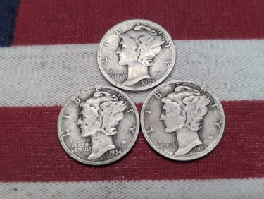 (3) Mercury Dimes 1923-P, 1934-P, 1935-P