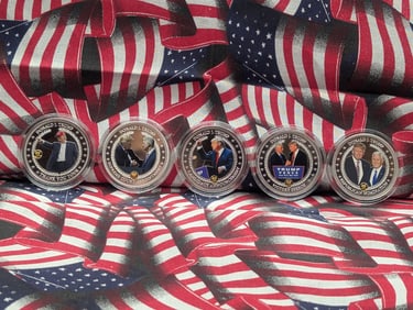 Lot of (5) Different 2017 Donald J. Trump Silver Plated Commemorative Tokens