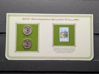 2010 P & D Uncirculated Sacagawea Great Law of Peace Dollars with Information Card