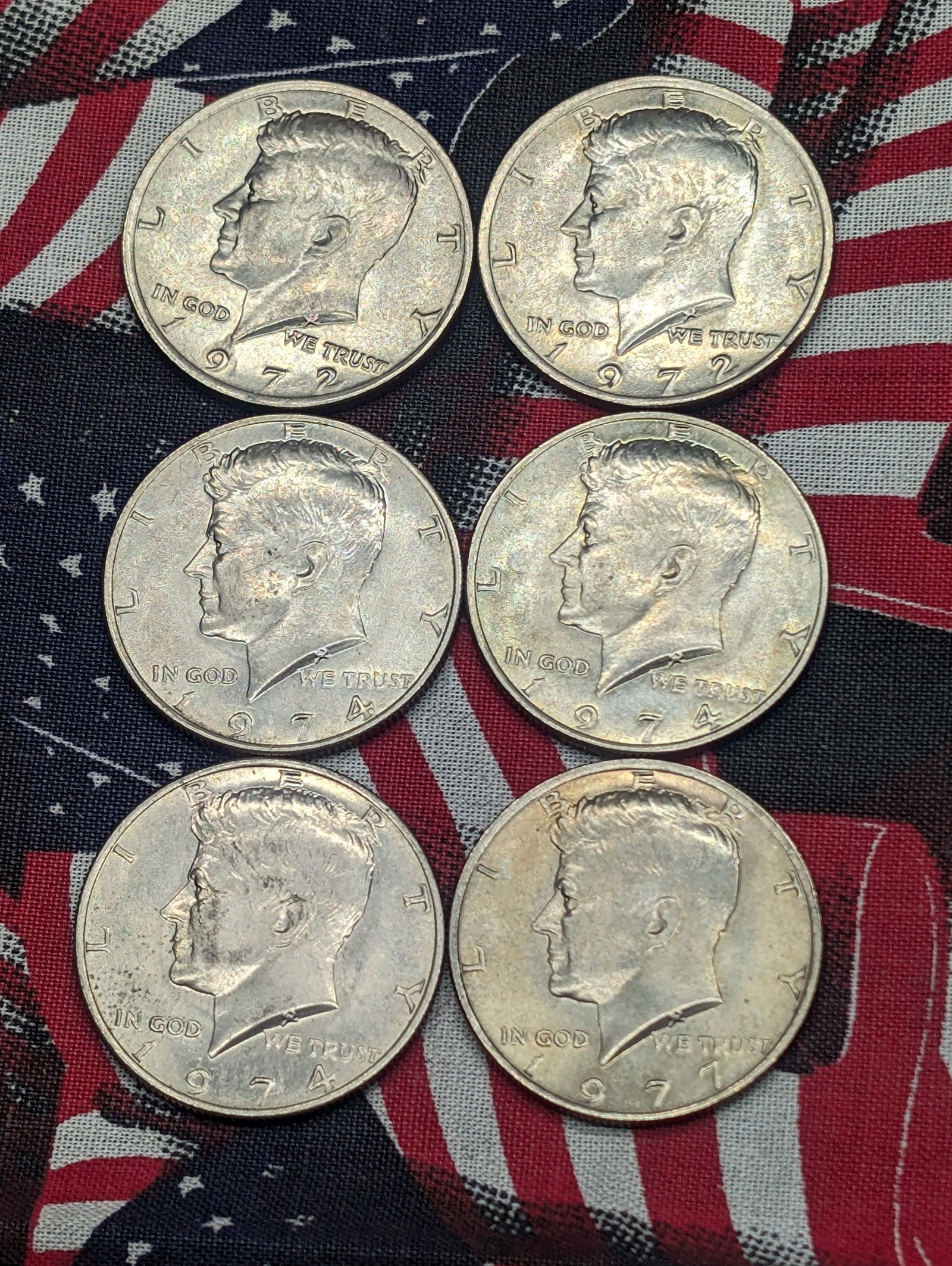 Lot of (6) Various Date Kennedy Half Dollars (1 of 2)