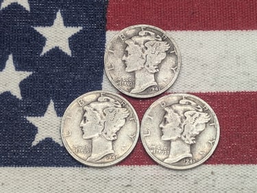 (3) Mercury Dimes 1941 P, D, S
