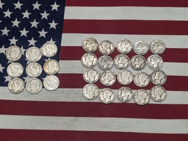 (20) 1944 Mercury Dimes & (9) 1946-P Roosevelt Dimes