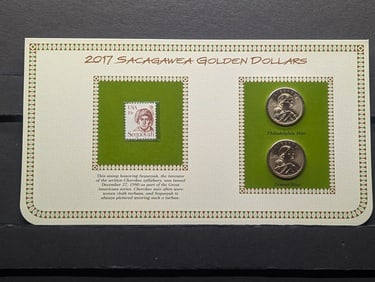 2017 P & D Uncirculated Sacagawea Sequoyah Dollars with Information Card