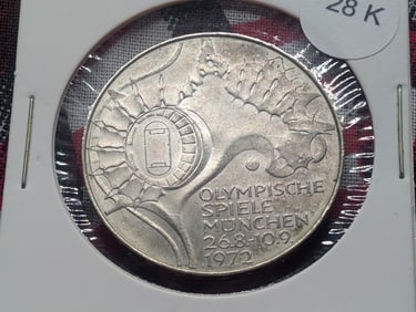 1972-D Germany Federal Republic 10 Mark, 15.5 Grams .625 Silver