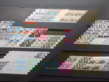 Lot of (14) Different US Postage Stamp Blocks & Boy Scouts First Day Cover