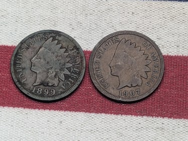 (2) Indian Head Cents 1899, 1907