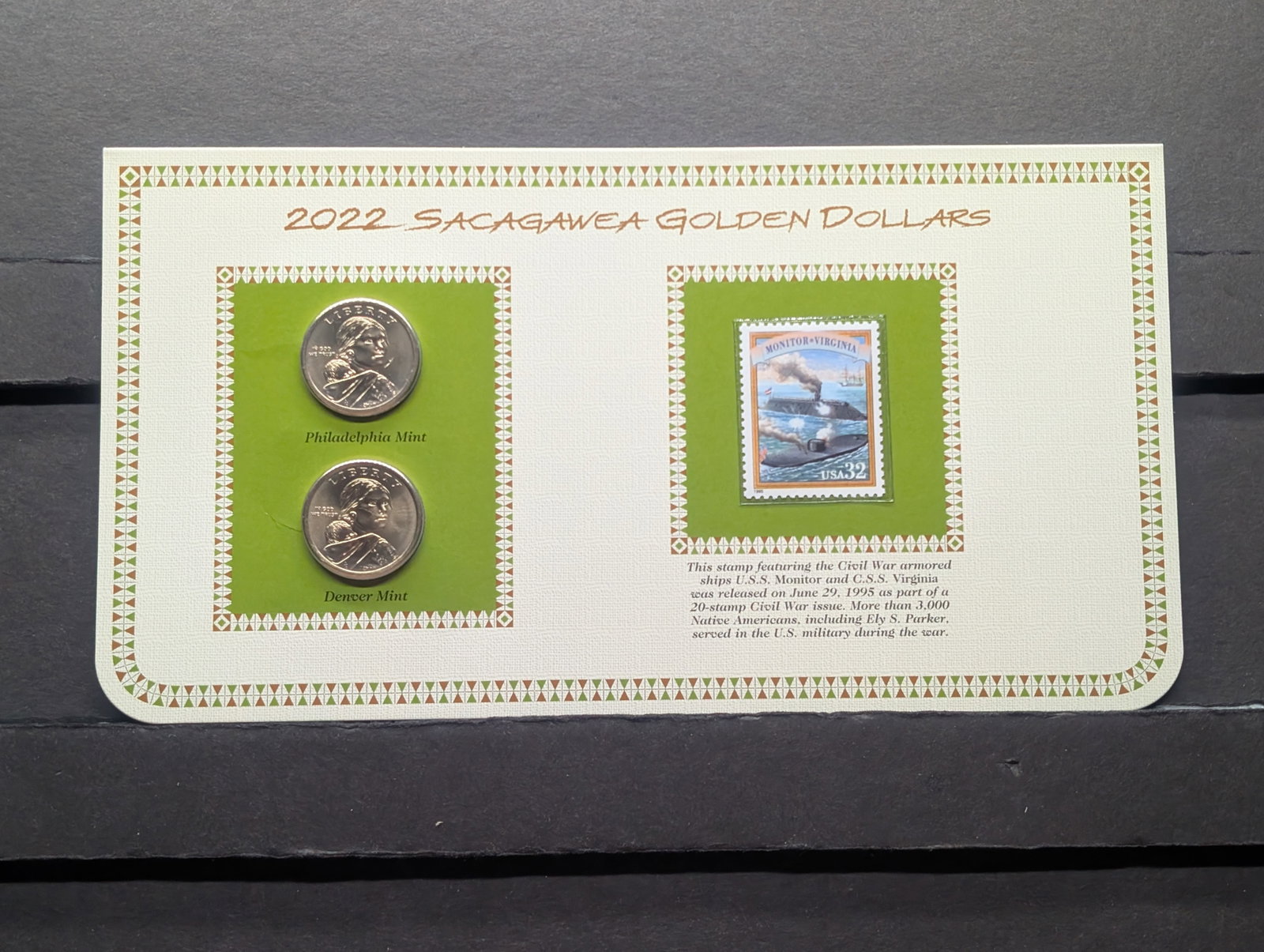 2017 P & D Uncirculated Sacagawea Eli S. Parker Dollars with Information Card: 2017 P & D Uncirculated Sacagawea Eli S. Parker Dollars with Information Card