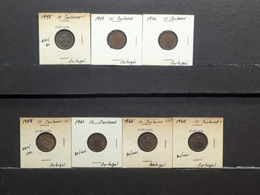 1945, 1949, 1956, 1958, 1960, 1965 (2x) Portugal 10 Centavos