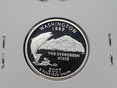 2007-S 90% Silver Proof America the Beautiful Quarter, Washington (WA)