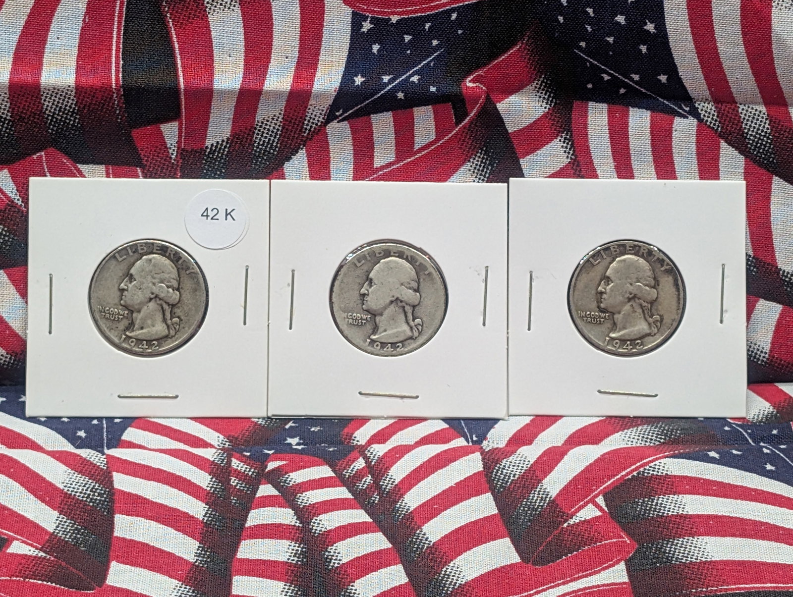 1942 P, D, & S Washington Quarters, 90% Silver: 1942 P, D, & S Washington Quarters, 90% Silver