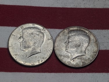 (2) Kennedy Half Dollars 1967, 1968-D