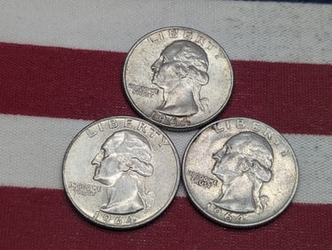 (3) 1964-P Washington Quarters
