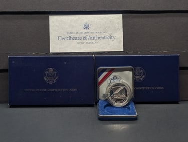 1987-S Constitution Silver Dollar in OGP w/ COA
