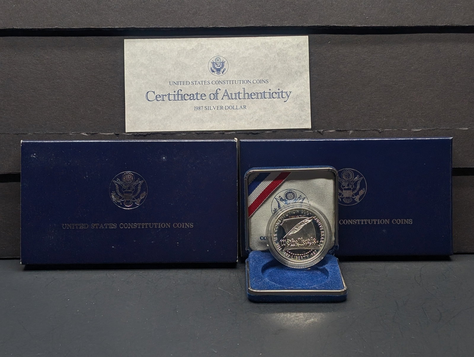 1987-S Constitution Silver Dollar in OGP w/ COA: 1987-S Constitution Silver Dollar in OGP w/ COA