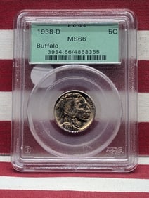 1938 D Buffalo Nickel PCGS MS66 Ext High Grade