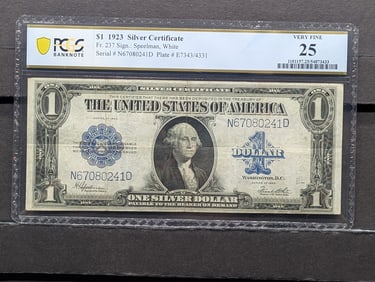 1923 Dollar Federal Reserve Silver Certificate Note Graded By PCGS