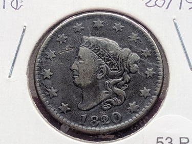 1820 20/19 Large Cent F Very Discernable 20/19