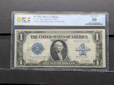 1923 Dollar Federal Reserve Silver Certificate Note Graded By PCGS