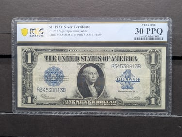 1923 Dollar Federal Reserve Silver Certificate Note Graded By PCGS