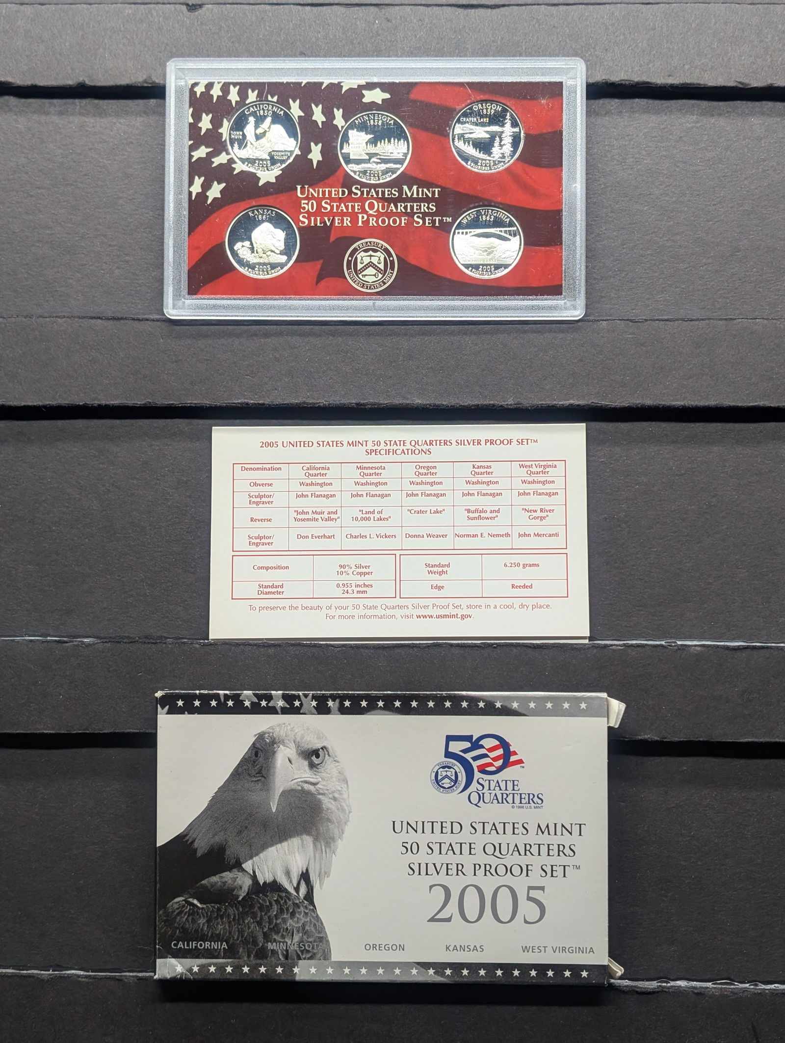 2005-S U.S. Mint Fifty State Quarters Silver Proof Set In OGP With COA (1 of 4)