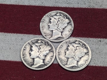 (3) Mercury Dimes 1925 P&D, 1926-D