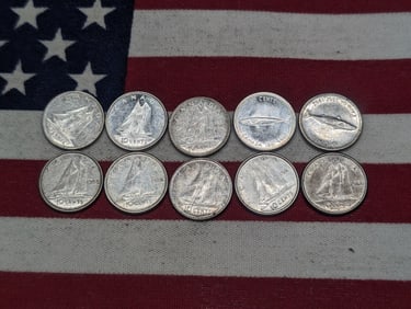 10 - Assorted Canadian Dimes, Mixed Dates