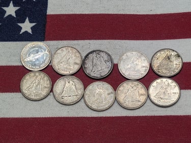 10 - Assorted Canadian Dimes, Mixed Dates