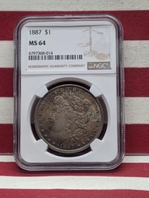 1887 Morgan NGC MS 64 Obverse Toned