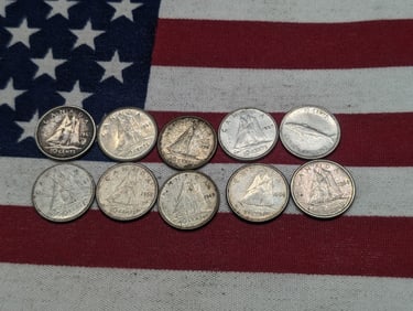 10 - Assorted Canadian Dimes, Mixed Dates