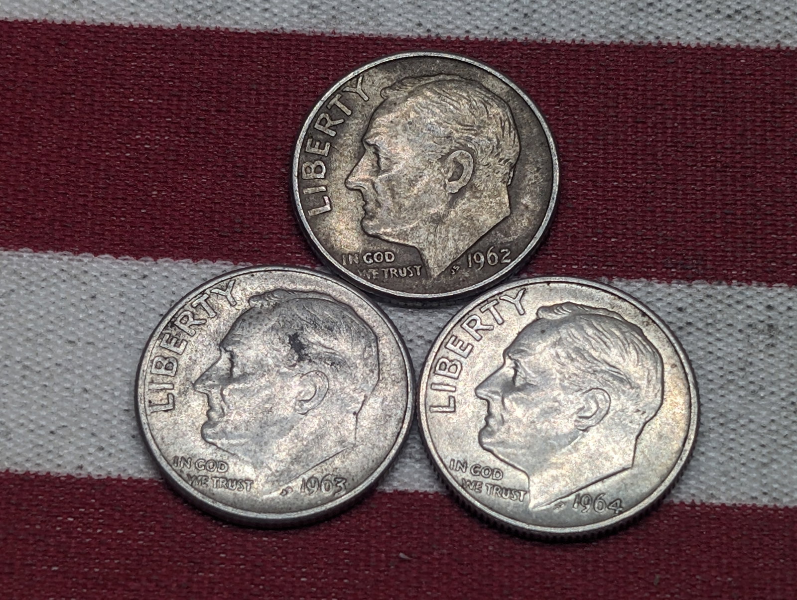 (3) Roosevelt Dimes 1962-D, 1963-D, 1964-D: (3) Roosevelt Dimes 1962-D, 1963-D, 1964-D
