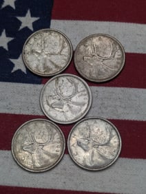 5 - Assorted Canadian Dimes, Mixed Dates