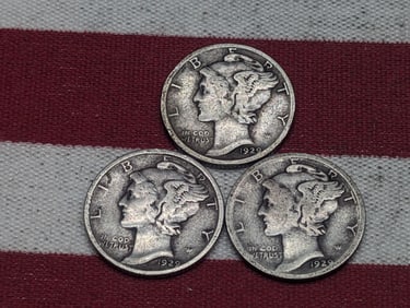 (3) Mercury Dimes 1929 P, D, S