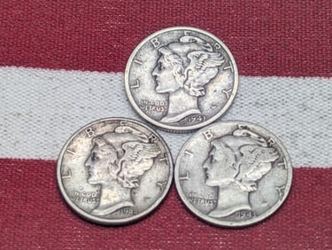 (3) Mercury Dimes 1943 P, S, 1944-P